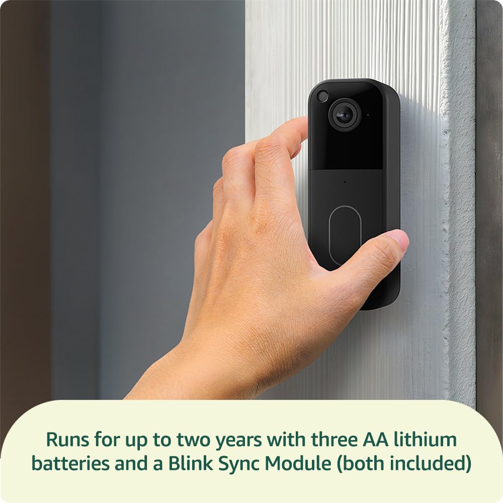 Blink Video Doorbell System (2nd Gen) | Head-to-Toe 1440p HD View | Two-Year Battery Life | Sync Module Core Included | Black