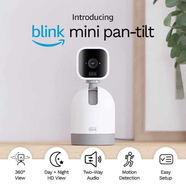 Blink Mini Pan-Tilt Camera | Rotating Indoor Plug-In Smart Security Camera, Two-Way Audio, HD Video, Motion Detection | White