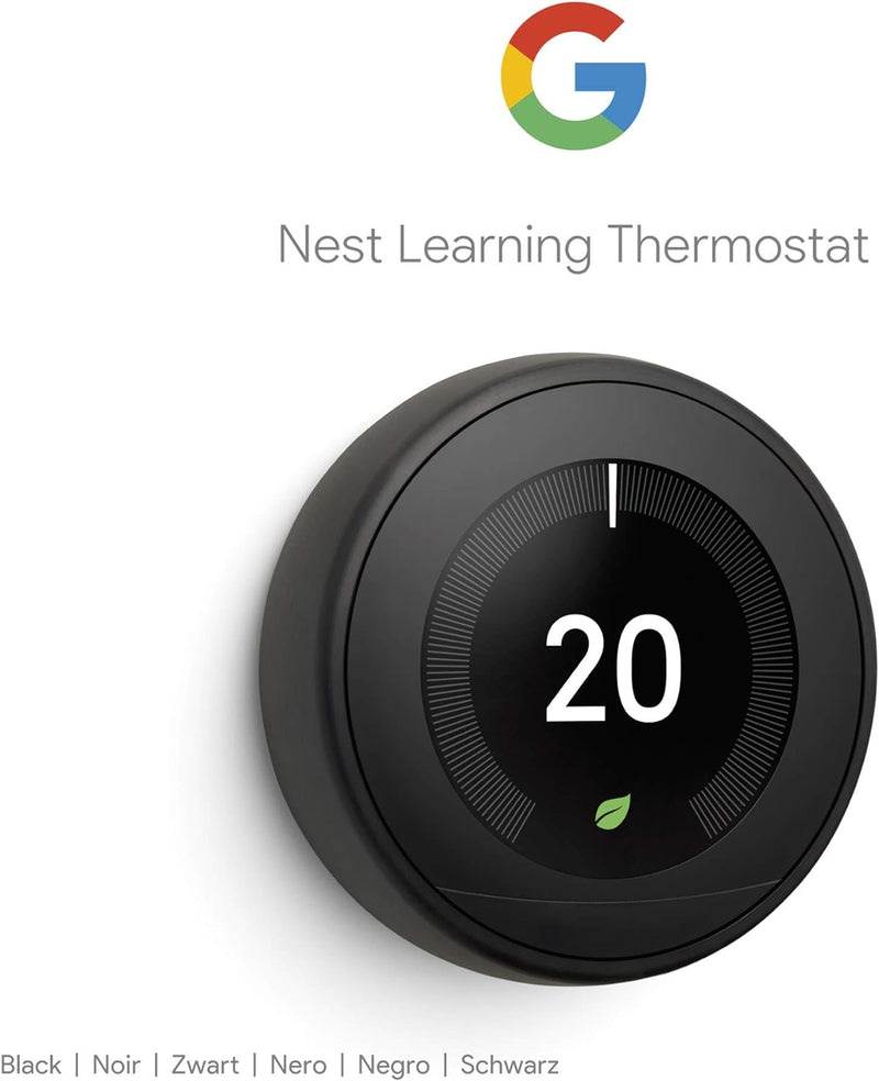 Google Nest Learning Thermostat | 3rd Generation | Smart Home Heating & Hot Water Controls | Black