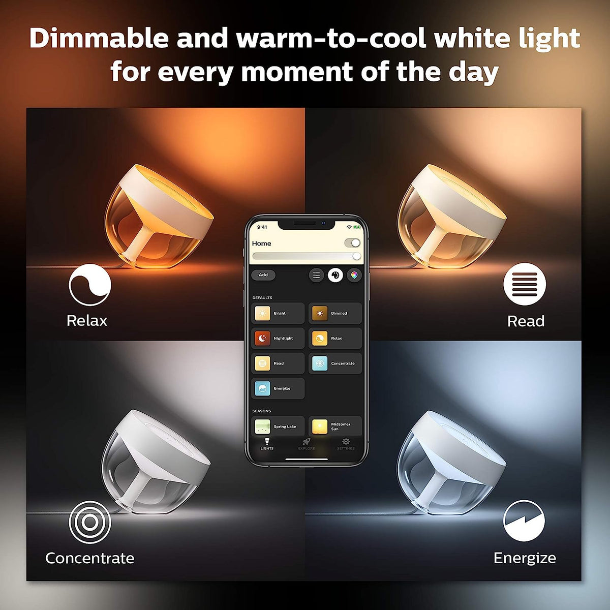 Philips Hue Iris White & Colour Ambiance Table Lamp Smart Lighting White