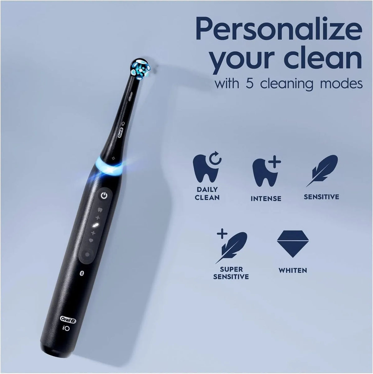 Oral-B iO5 Electric Toothbrush | For Adults, 1 Toothbrush Head & Travel Case, 5 Modes With Teeth Whitening | UK 2 Pin Plug | Black