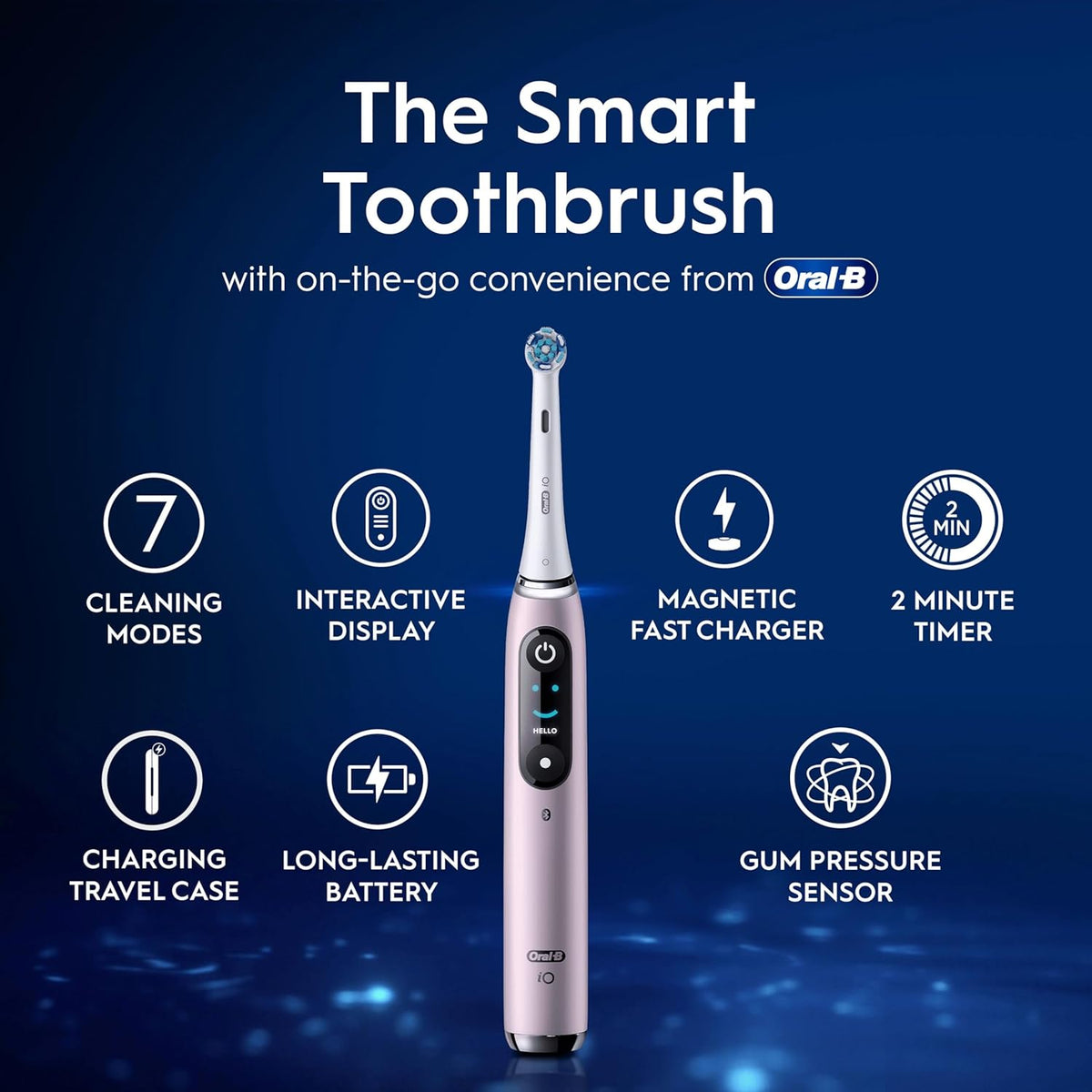 Oral-B iO9 Electric Toothbrush | App-Connected | AI Position Detection | 7 Modes | Charging Travel Case | Rose Quartz