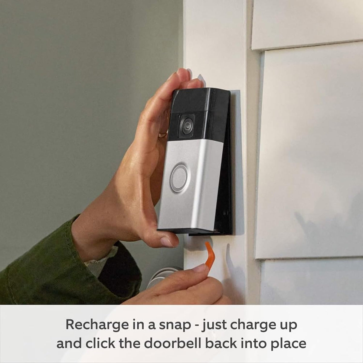 Ring Battery Video Doorbell with Chime (2nd Gen) | 1080p Full HD Video | Two-Way Audio | Head-to-Toe View | Satin Nickel