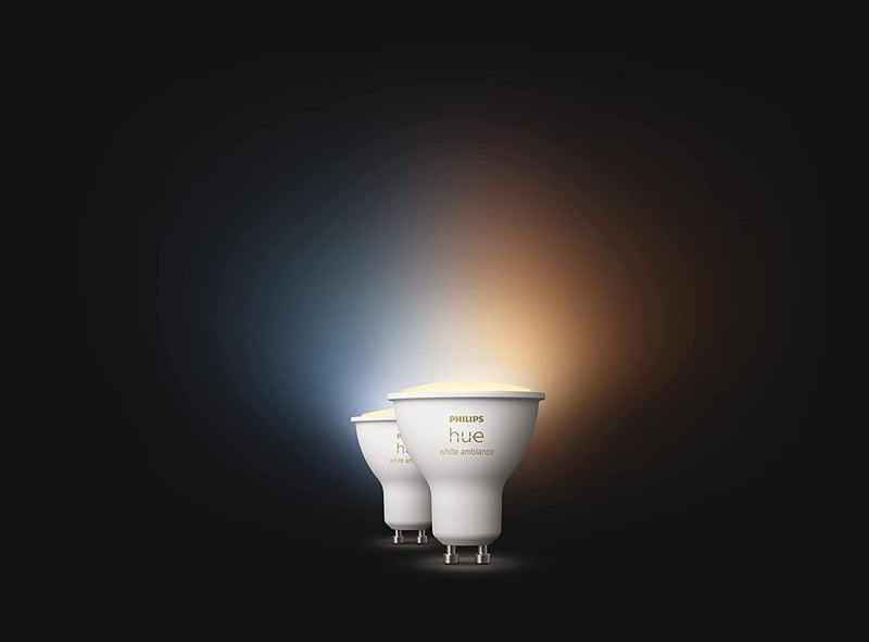 Philips Hue GU10 Spotlight | White Ambiance Smart Bulb | 350 Lumen | Twin Pack