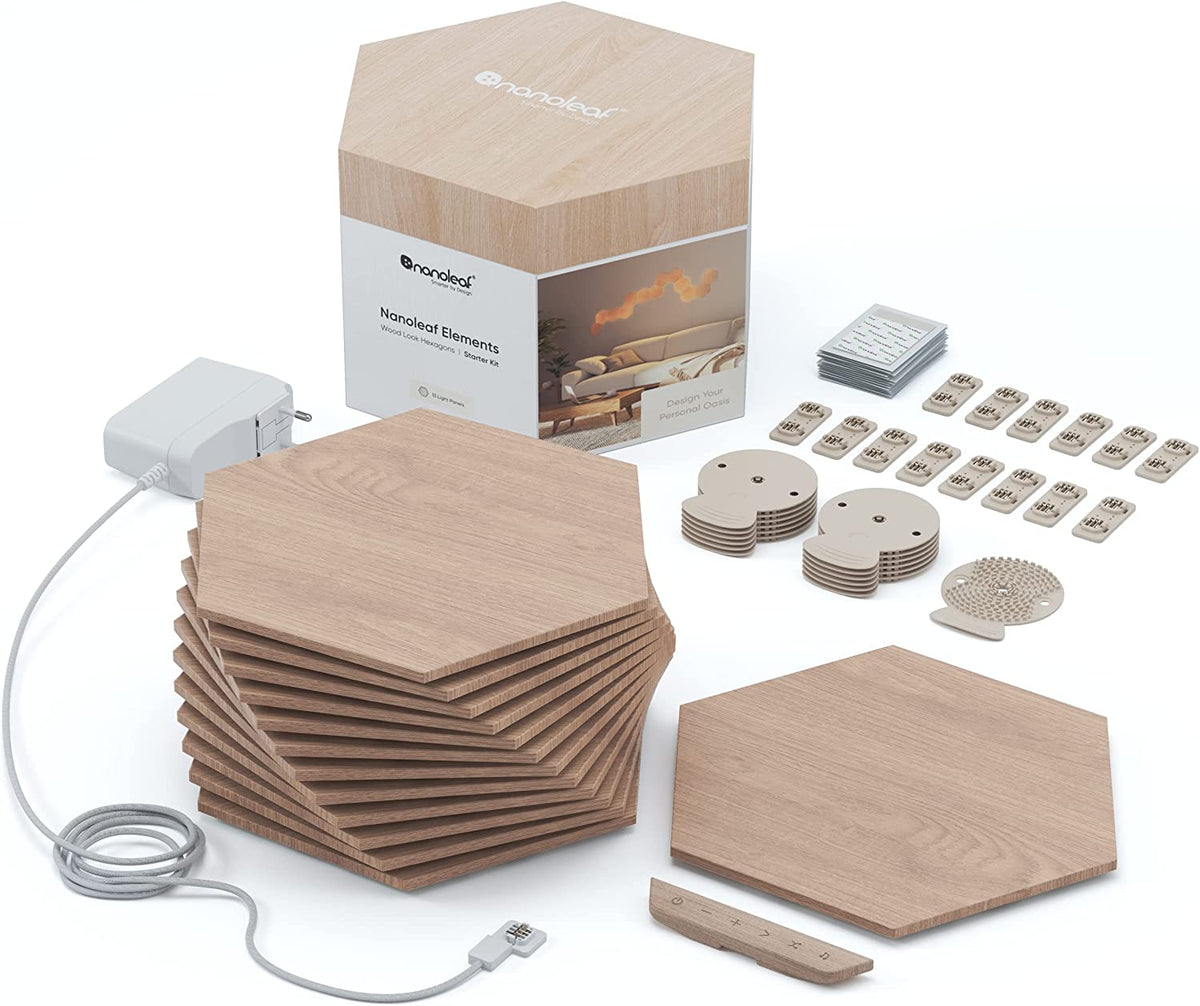 Nanoleaf Elements Wood Look Hexagons Starter Kit - 13 Panels