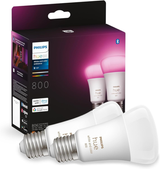 Philips Hue White and Colour Ambiance | E27 ES Screw | Twin Pack | 800 Lumen