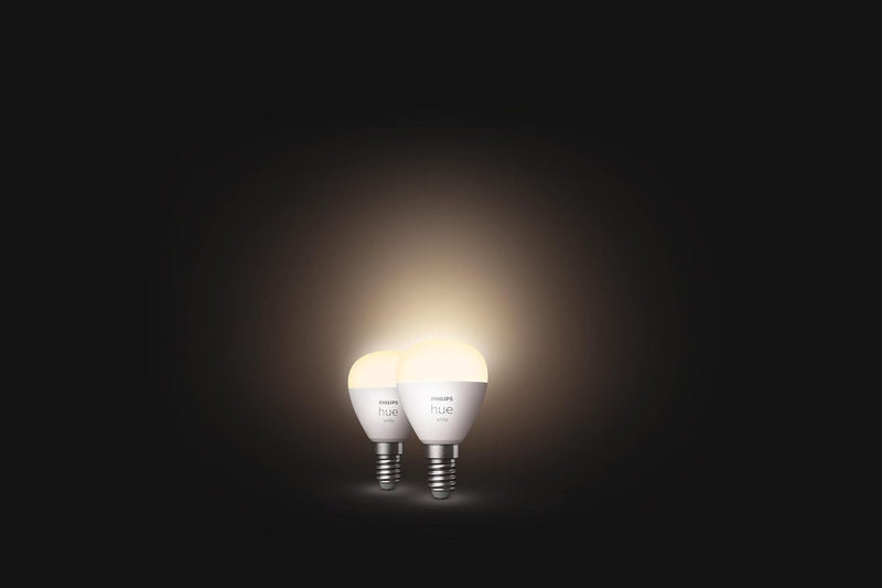 2x Philips Hue Lustre | Smart Light Bulb With Bluetooth | E14 Small Edison Screw | Warm White