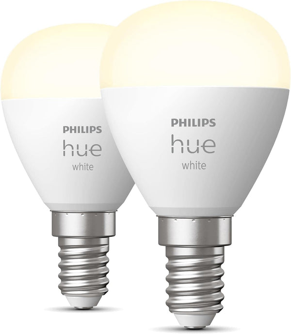 2x Philips Hue Lustre | Smart Light Bulb With Bluetooth | E14 Small Edison Screw | Warm White