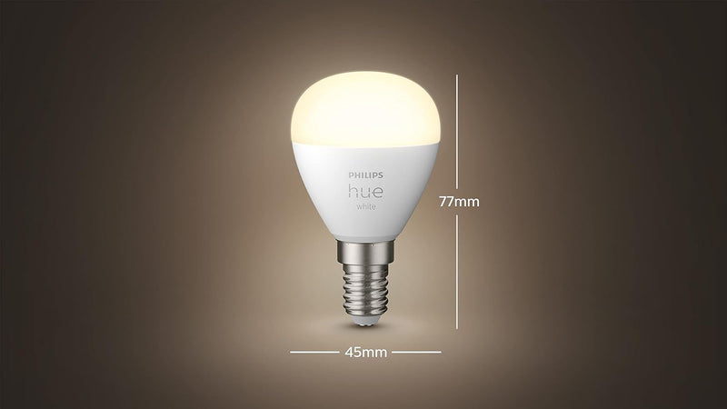 2x Philips Hue Lustre | Smart Light Bulb With Bluetooth | E14 Small Edison Screw | Warm White