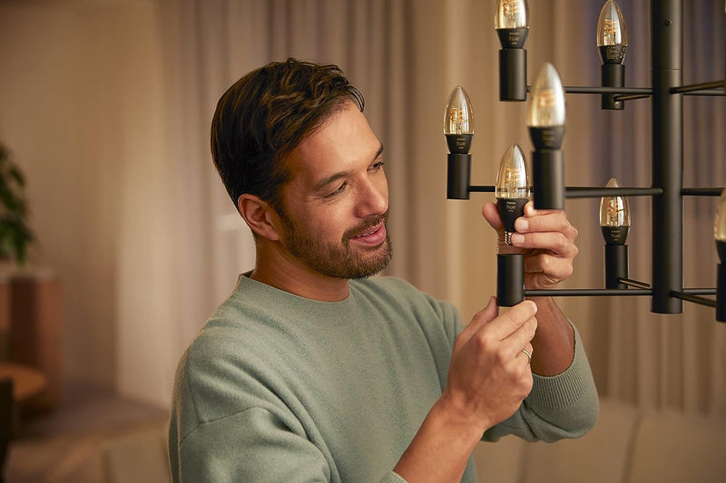 Philips Hue Filament Candle E14 Smart Bulb 2pk - Warm White | Bluetooth | Alexa/Google/HomeKit
