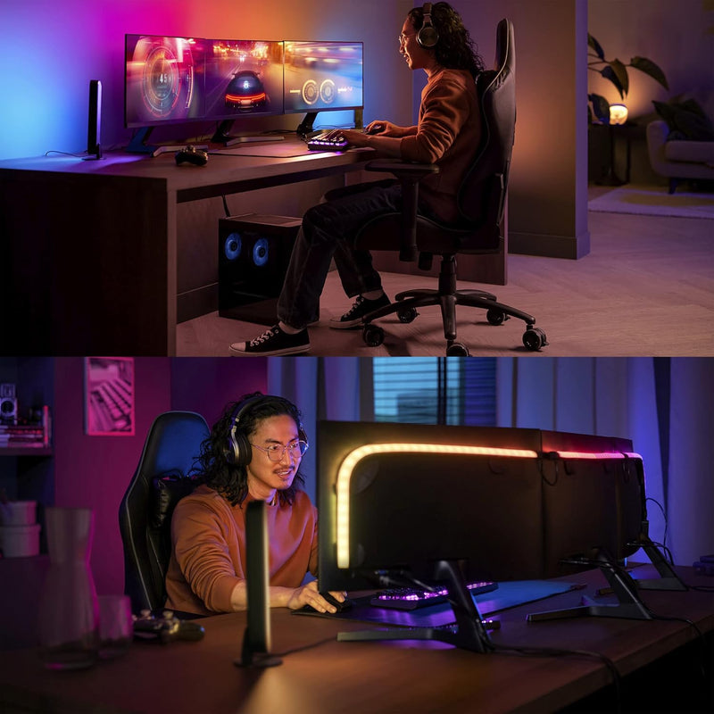 Philips Hue Play Gradient PC Lightstrip [for 3X 24-27 Inch Screens] LED Smart Lighting. Sync for Entertainment, Gaming and Media