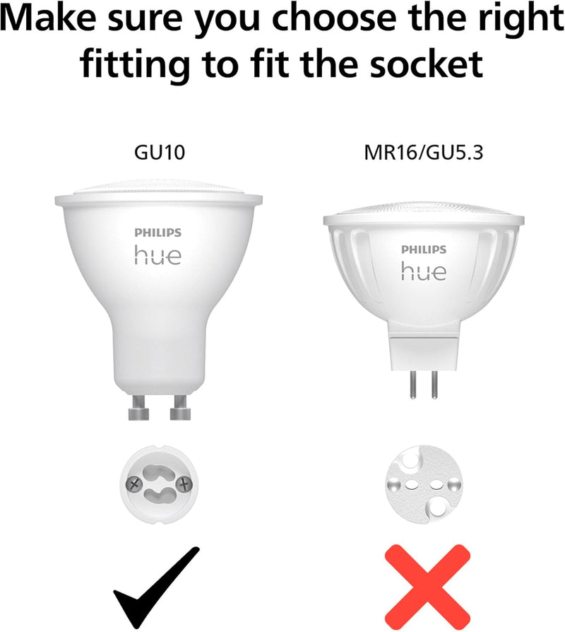 Philips Hue GU10 | Smart Spotlight (3-Pack) | White Ambiance | Warm-to-Cool White | Bluetooth & Hue Bridge Compatible