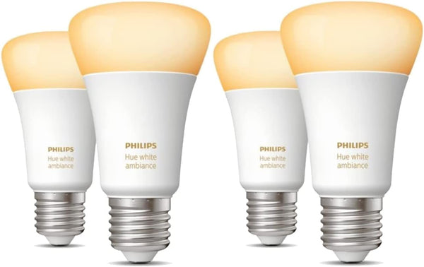 4x Philips Hue E27 Edison Screw White Ambiance Smart Light Bulb | 60W 800 Lumen | With Bluetooth