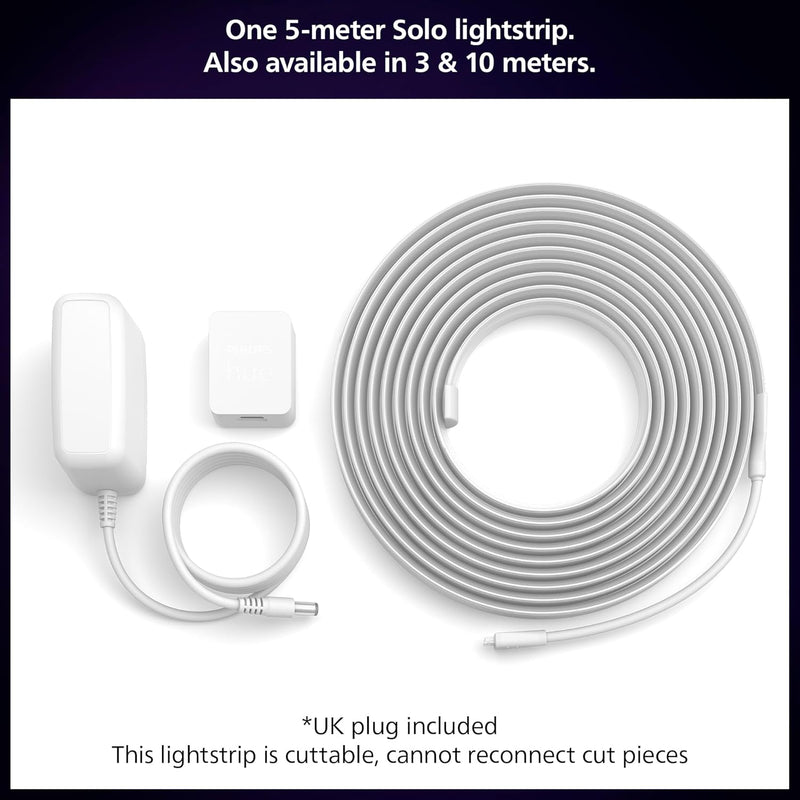 Philips Hue Solo Lightstrip | 5-Meter Smart LED | White & Colour Ambiance | Plug Type G