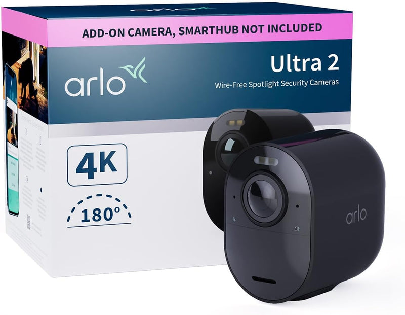 Arlo Ultra 2 | Add-on Camera | 4K UHD | Wireless | Colour Night Vision | Black