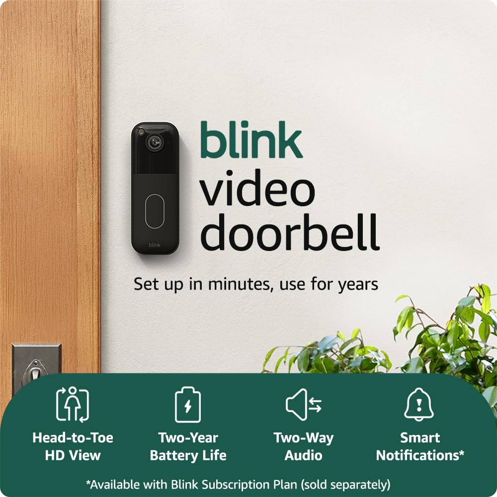 Blink Video Doorbell System (2nd Gen) | Head-to-Toe 1440p HD View | Two-Year Battery Life | Sync Module Core Included | Black