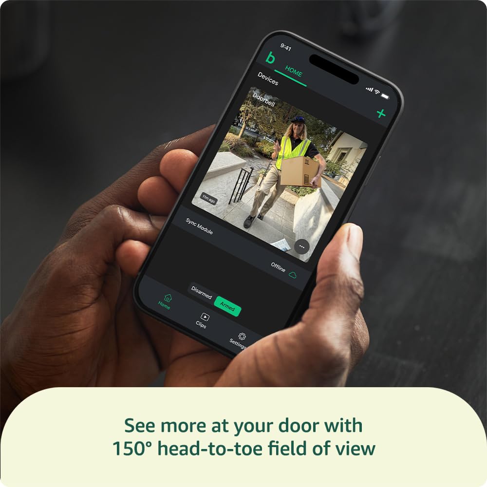 Blink Video Doorbell System (2nd Gen) | Head-to-Toe 1440p HD View | Two-Year Battery Life | Sync Module Core Included | Black