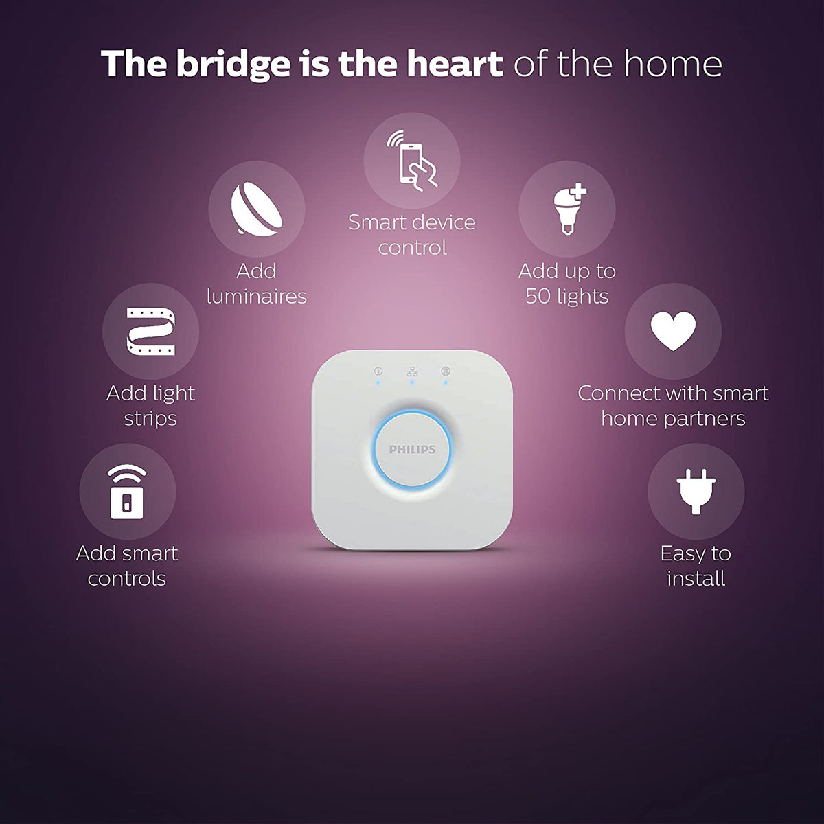 Philips Hue Bridge | Smart Lighting Control Hub for Hue Systems