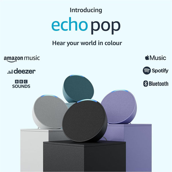 Amazon Echo Pop | Full sound compact Wi-Fi and Bluetooth smart speaker with Alexa | Charcoal