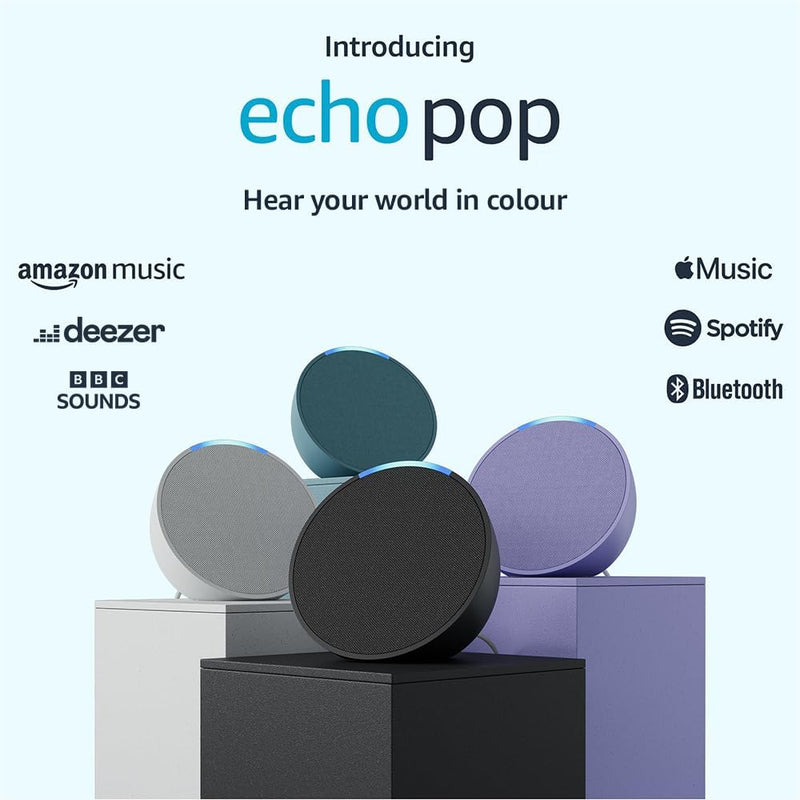 White Echo Pop Smart Assistant Wifi Full Sound Compact Speaker With  Alexa