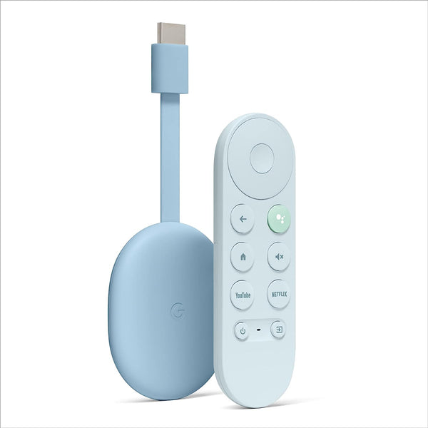 Chromecast with Google TV (4K) Sky Blue – Streaming entertainment on your TV with voice search – Watch films, TV programmes and Netflix in 4K HDR