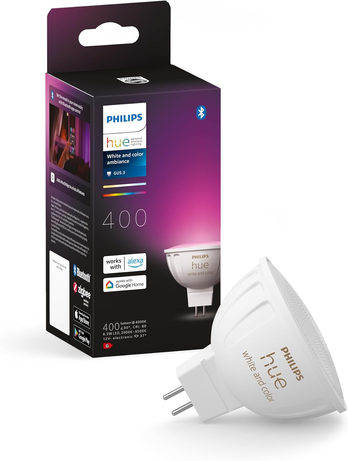Philips Hue MR16 Bulb | Colour Ambiance | Smart Spotlight Lighting | Bluetooth