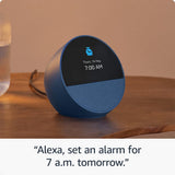 Amazon Echo Spot | Smart Alarm Clock with vibrant sound | Alexa | 2024 release | Glacier White