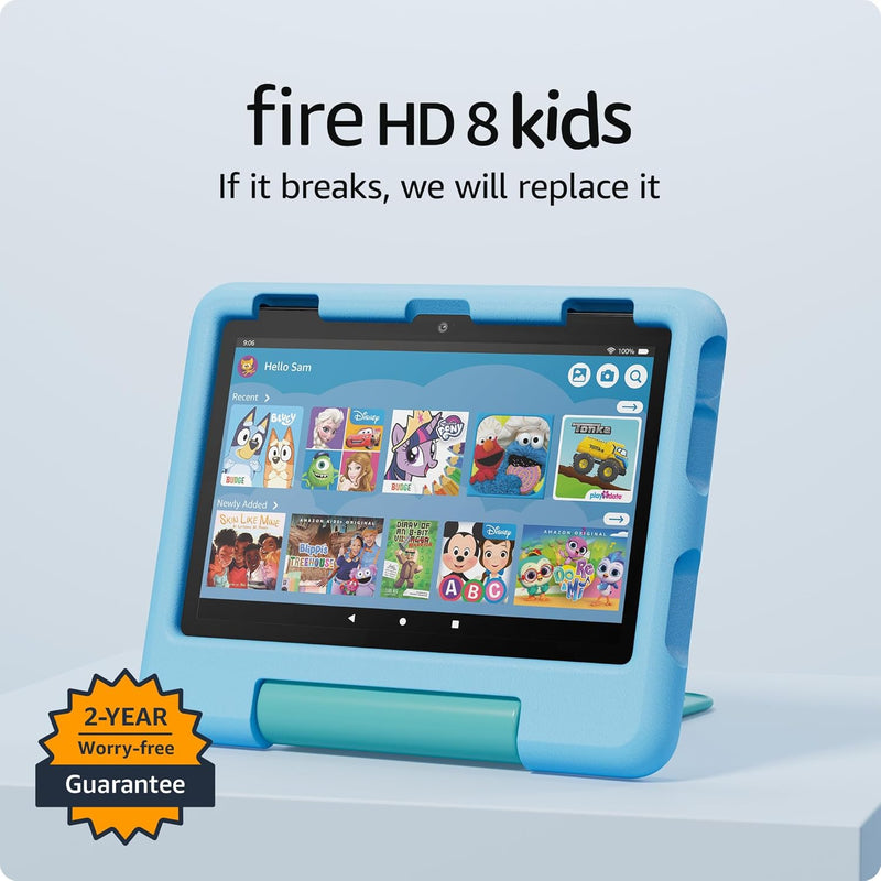 Amazon Fire HD 8 Kids Tablet | 8" HD | 2-Yr Warranty | Amazon Kids+ | Blue | 2024