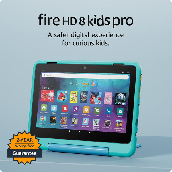 Amazon Fire HD 8 Kids Pro Tablet (2024) | 8" HD | Kid-Friendly Case | Hello Teal | Parental Controls