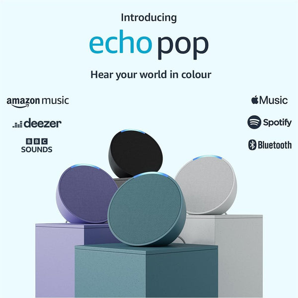 Amazon Echo Pop | Full sound compact Wi-Fi and Bluetooth smart speaker with Alexa | Midnight Teal