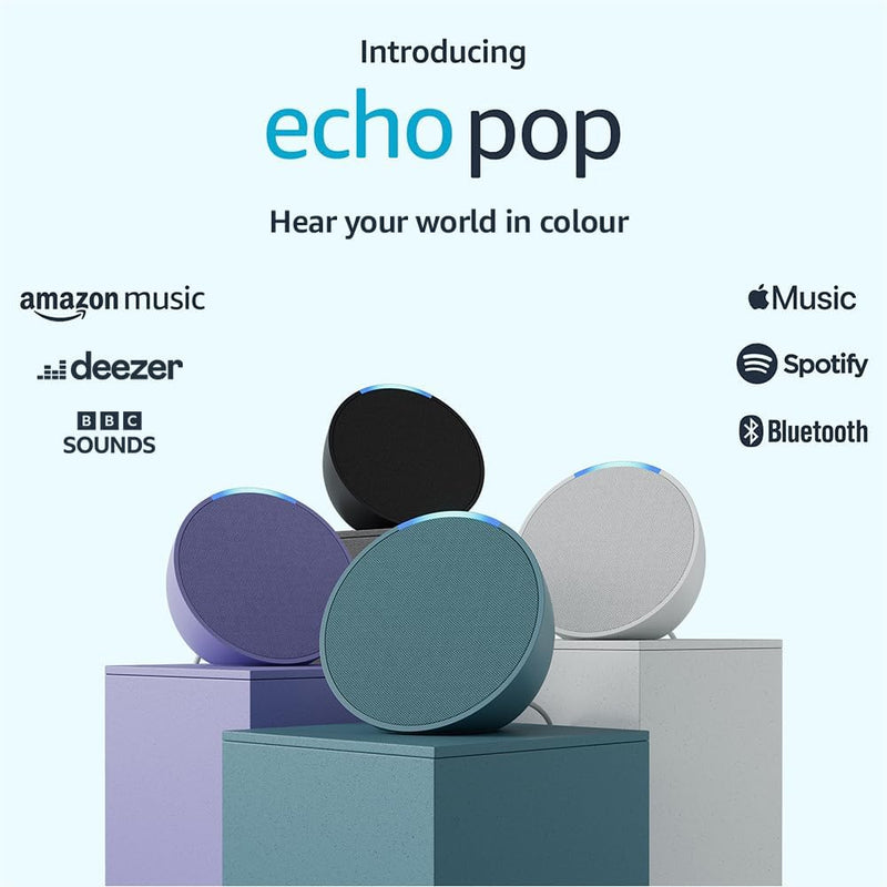Amazon Echo Pop | Full sound compact Wi-Fi and Bluetooth smart speaker with Alexa | Midnight Teal