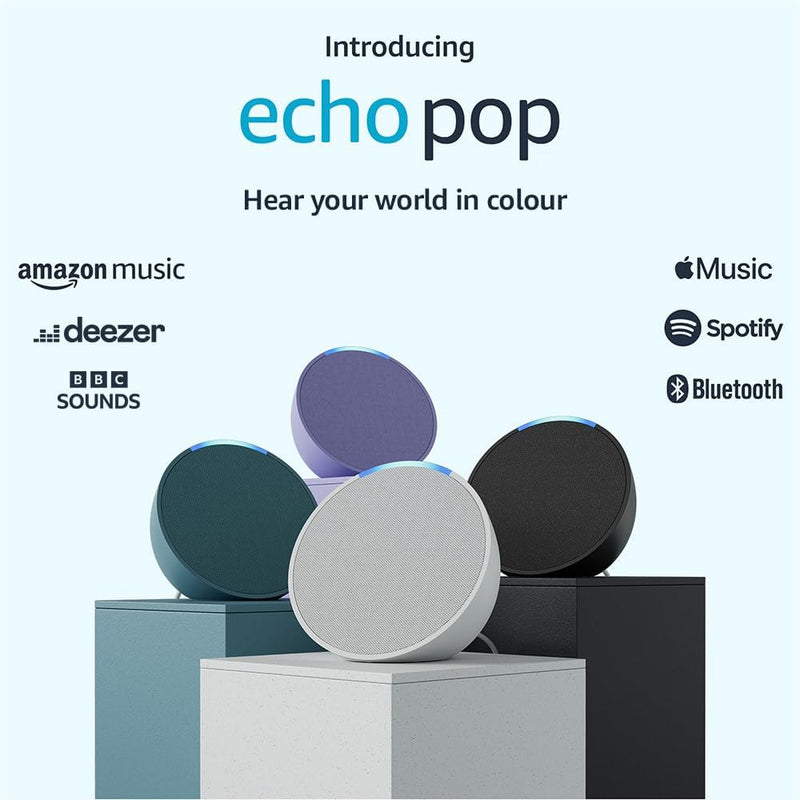 Amazon Echo Pop | Full sound compact Wi-Fi and Bluetooth smart speaker with Alexa | Glacier White