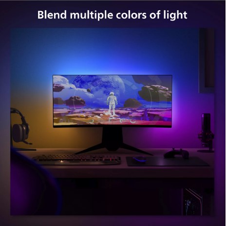 Philips Hue Play Gradient Smart Lighting Adjustable Colour Changing LED Lightstrip for 24” to 27” Monitors, 15W, 90.5cm