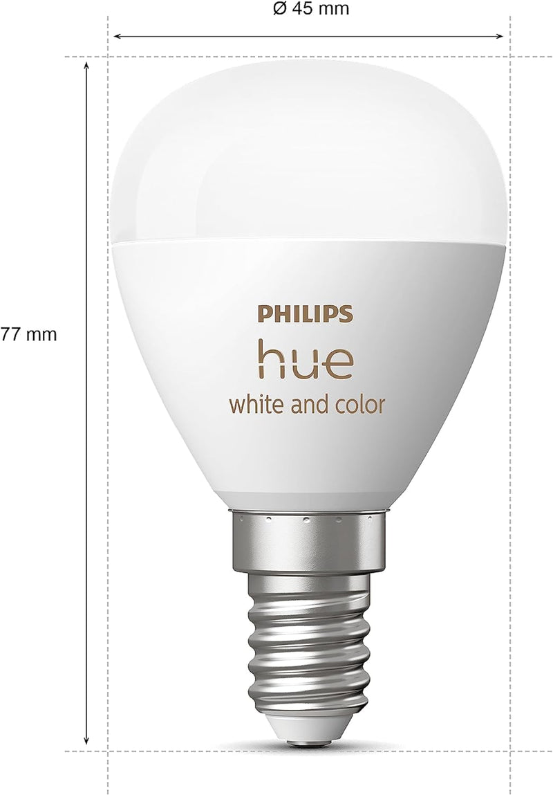 Philips Hue Luster Smart LED Light Bulb | E14 Edison Screw SES | White and Colour Ambiance