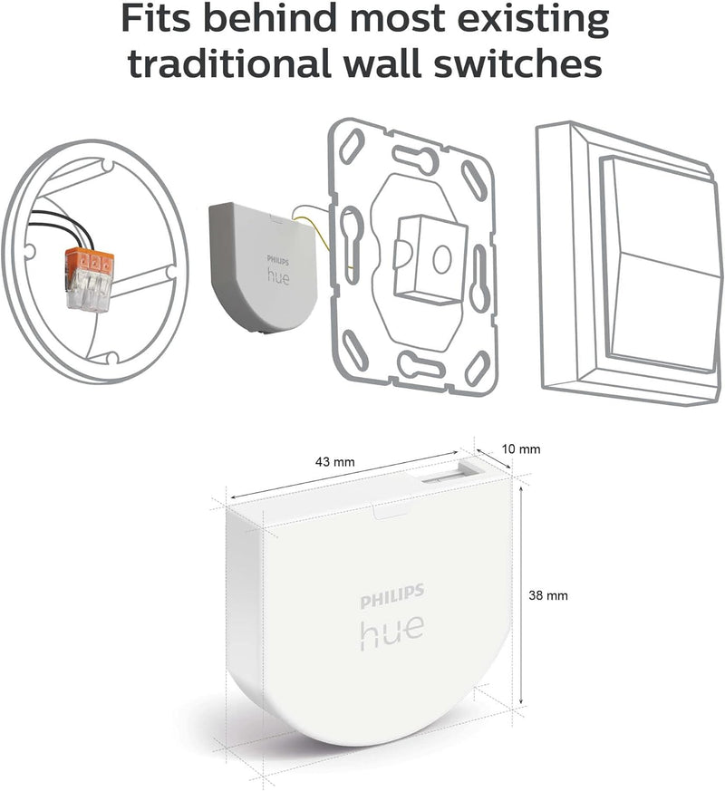 Philips Hue Wall Switch Module | Single Pack | Smart Accessory for Indoor Home Smart LED Lighting Control