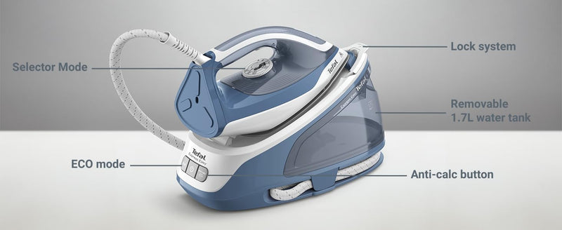 Tefal Express Essential Steam Generator Iron | 5.9 Bar | 120g/min | 1.7L Tank | Blue | SV6132G0