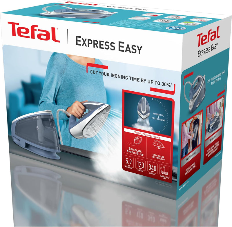 Tefal Express Essential Steam Generator Iron | 5.9 Bar | 120g/min | 1.7L Tank | Blue | SV6132G0