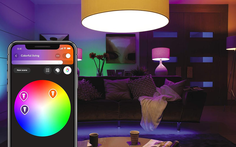 Philips Hue E27 ES White & Colour Ambiance Starter Kit- 2x E27 + Dimmer + Bridge