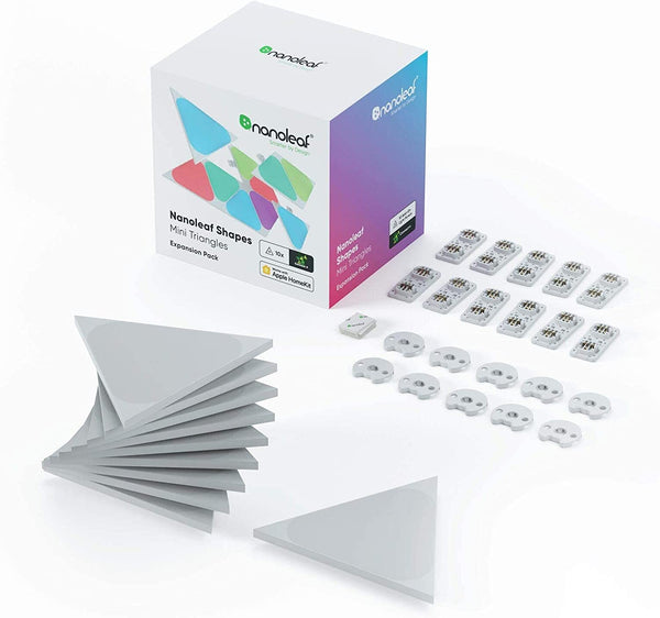 Nanoleaf Shapes Mini Triangle Expansion Pack | 10 Additional Smart Light Panels LED