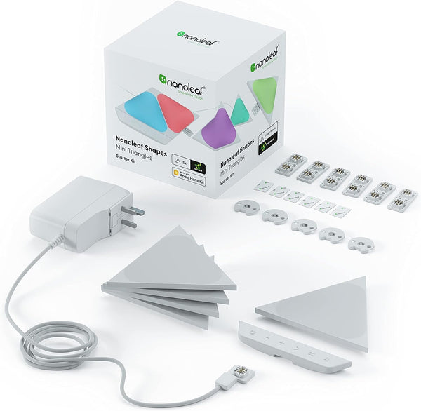 Nanoleaf Shapes Mini Triangle Starter Kit | 5 Smart Light Panels LED