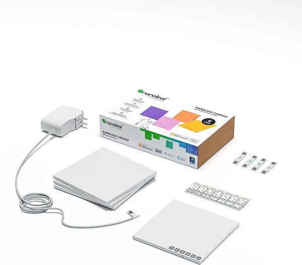 Nanoleaf Canvas Starter Kit | 4 Mini Light Squares | Smart Multicoloured LED Wall Lights | Pack of 4