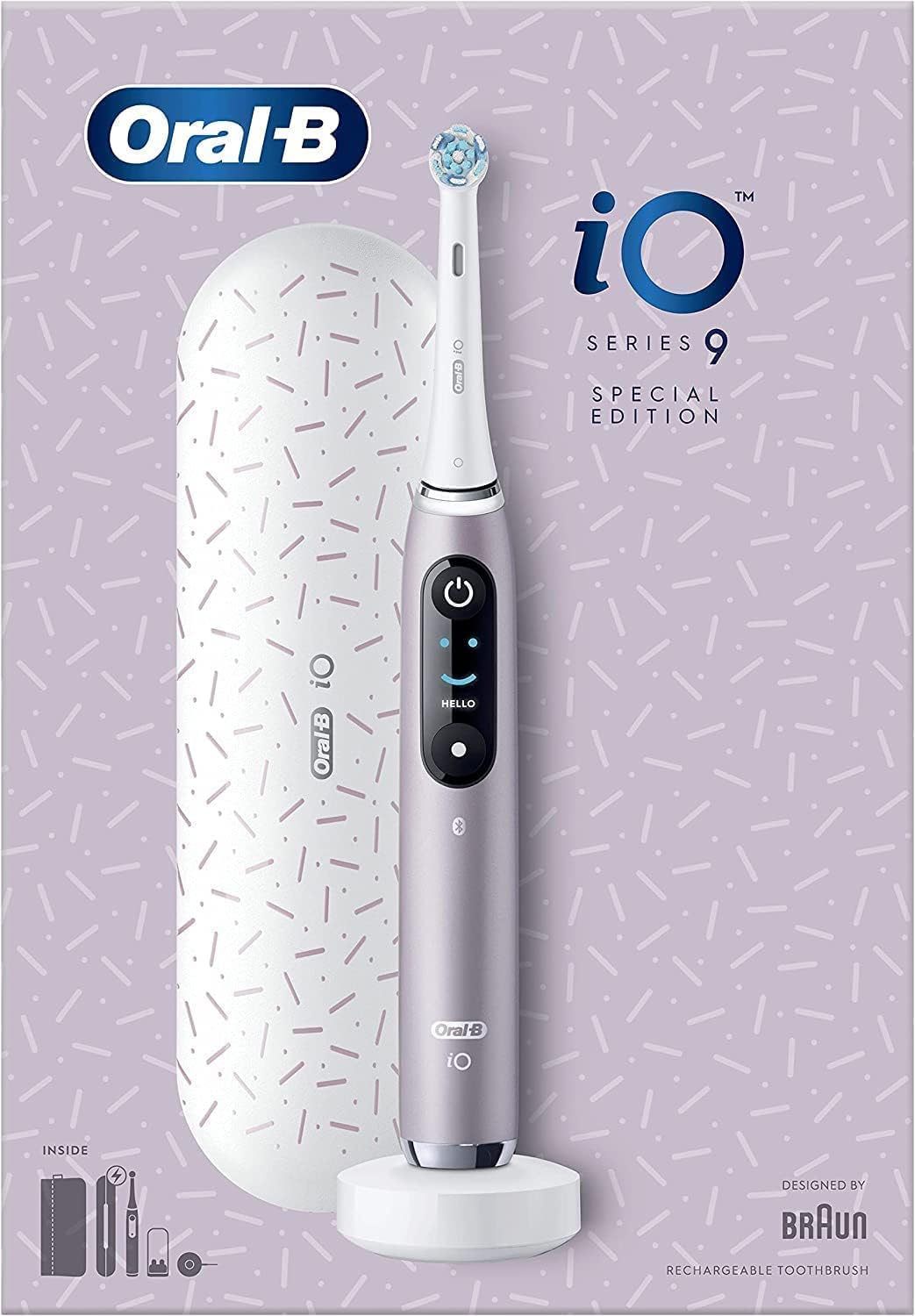 Oral-B iO9 Electric Toothbrush | App-Connected | AI Position Detection | 7 Modes | Charging Travel Case | Rose Quartz
