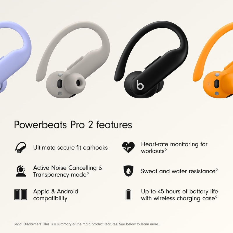 Beats Powerbeats Pro 2 Wireless Earbuds | ANC | Heart-Rate | 45hr Battery | Apple/Android | Jet Black