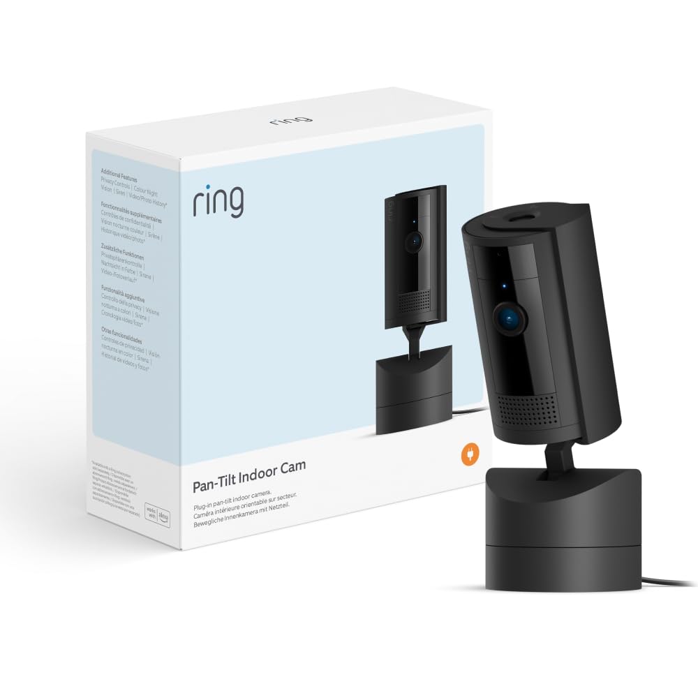Ring Pan-Tilt Indoor Camera (2nd Gen) | 360° Pan & 169° Tilt | 1080p HD Plug-In Pet Camera | Privacy Cover | Black