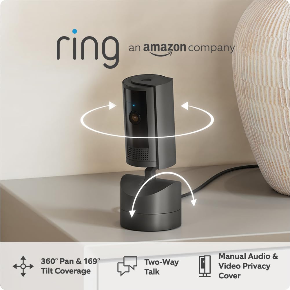 Ring Pan-Tilt Indoor Camera (2nd Gen) | 360° Pan & 169° Tilt | 1080p HD Plug-In Pet Camera | Privacy Cover | Black