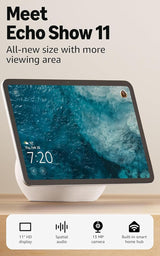 Amazon Echo Show 11 | 11” Full HD Smart Display | Spatial Audio | Built-in Smart Home Hub | Glacier White