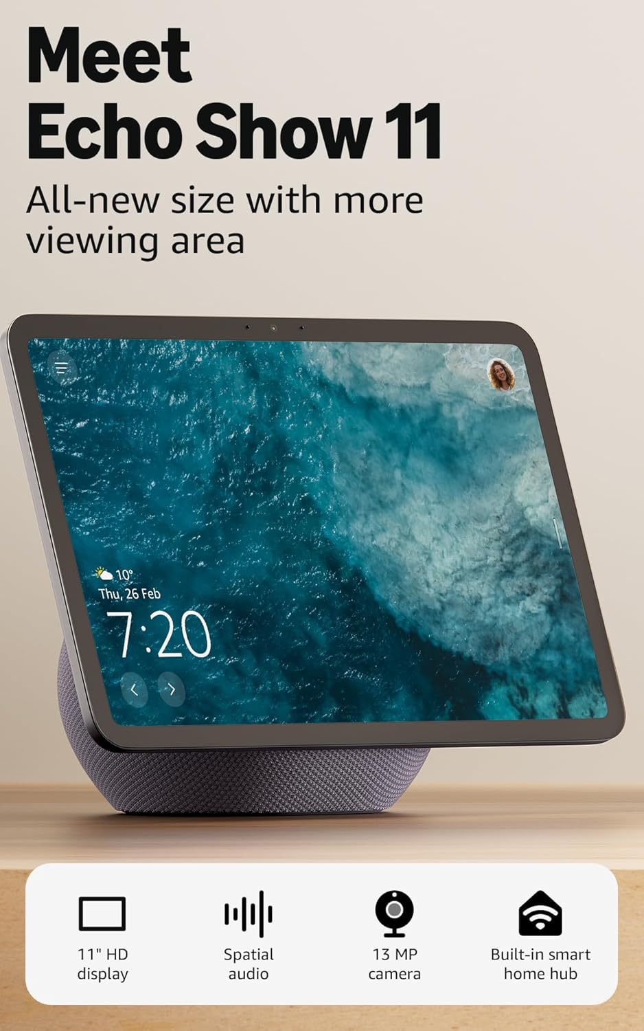 Amazon Echo Show 11 | 11” Full HD Smart Display | Spatial Audio | Built-in Smart Home Hub | Graphite