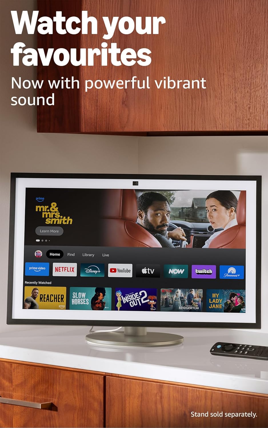 Amazon Echo Show 21 | 21.5” Full HD Smart Display | Built-in Fire TV | Alexa Voice Remote | White