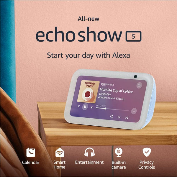 Amazon Echo Show 5 (3rd generation) | Smart Speaker with 5" Screen + Alexa | Cloud Blue