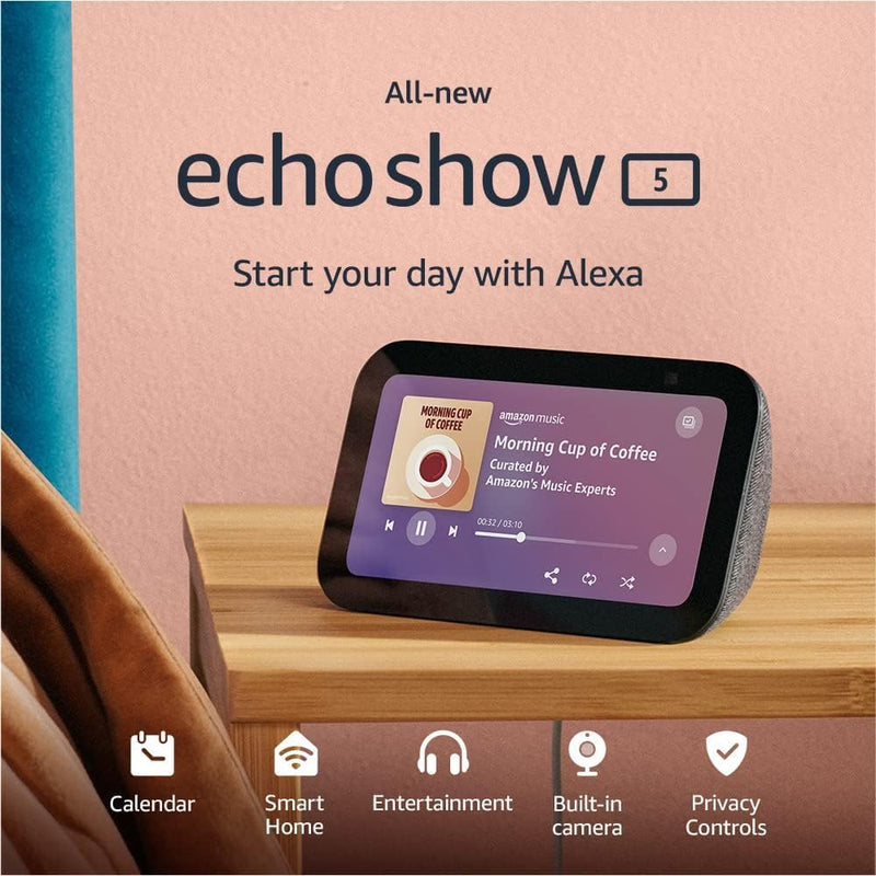 Amazon Echo Show 5 (3rd generation) | Smart Speaker with 5" Screen + Alexa | Charcoal